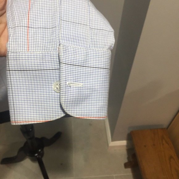 Collared Shirt Blue Striped Black Red Size Small - Picture 6 of 7